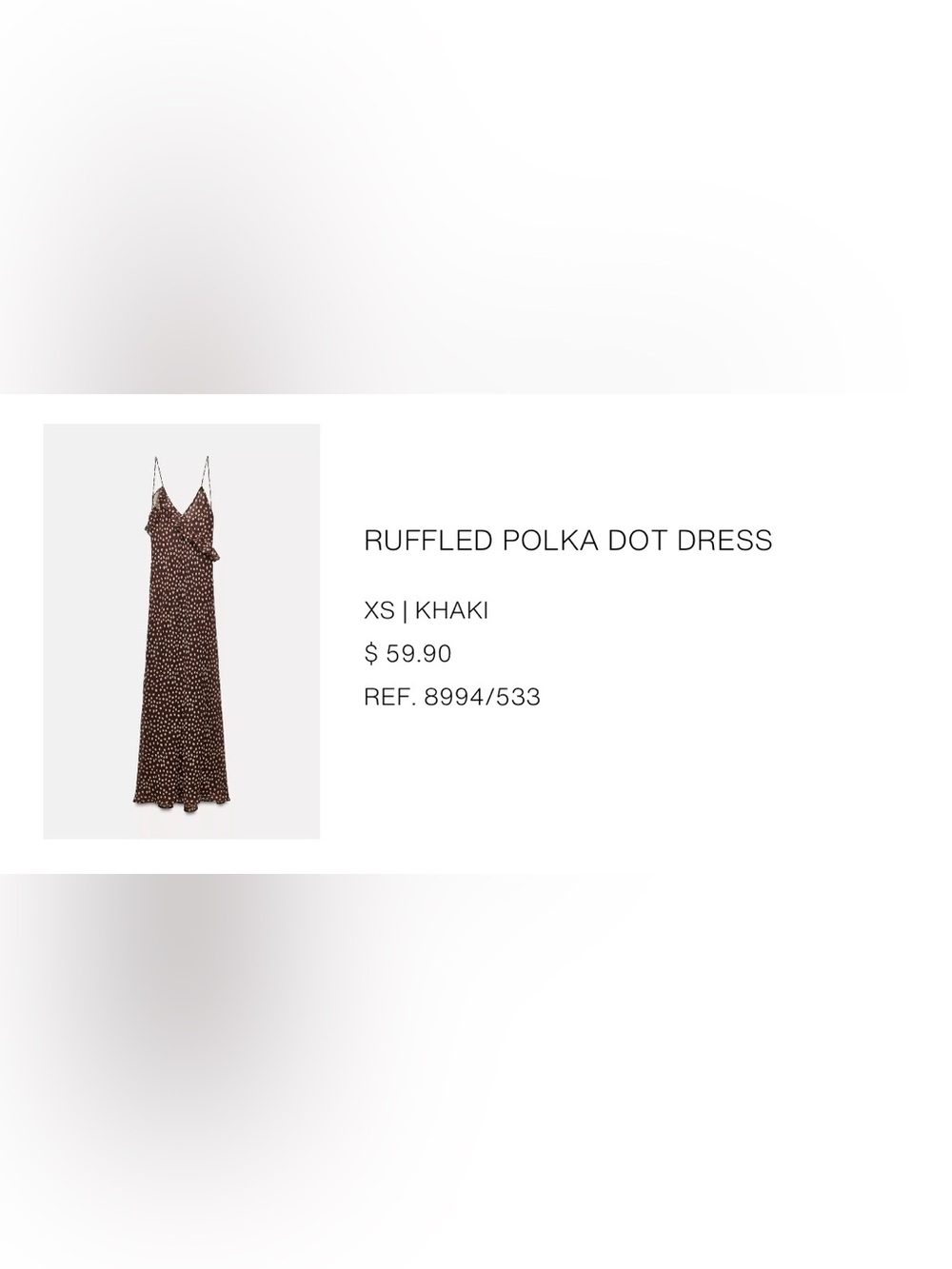 Zara Brown Maxi Slip Dress with Cream Polka Dots - Picture 8 of 8